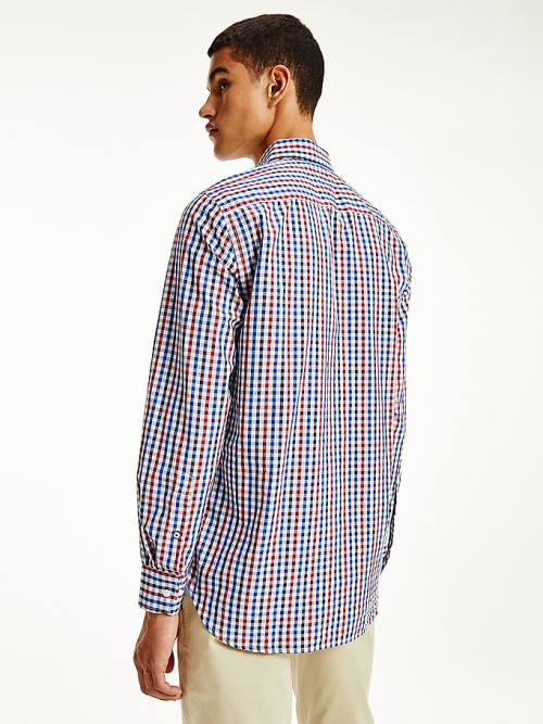 Tommy Hilfiger Organic Pamuklu Gingham Regular Fit Gömlek Erkek Kırmızı | TH326SKB