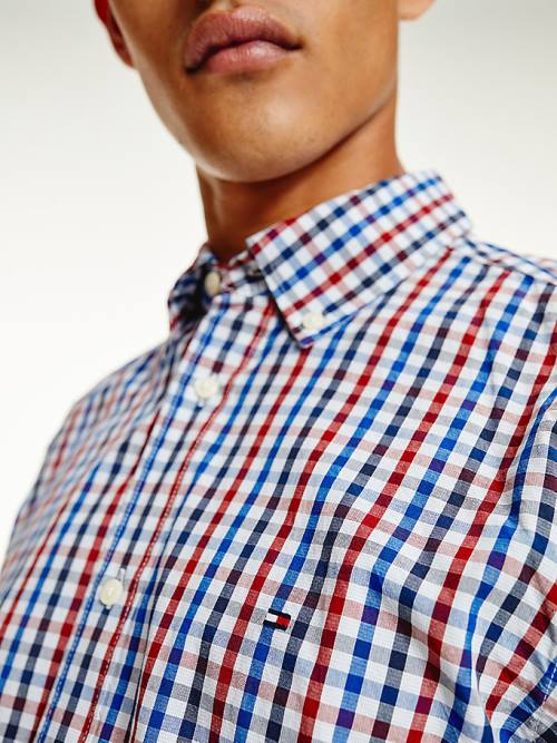 Tommy Hilfiger Organic Pamuklu Gingham Regular Fit Gömlek Erkek Kırmızı | TH326SKB