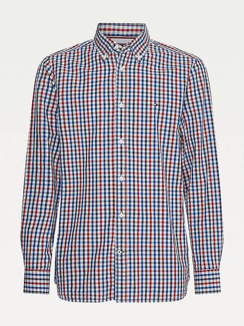 Tommy Hilfiger Organic Pamuklu Gingham Regular Fit Gömlek Erkek Kırmızı | TH326SKB