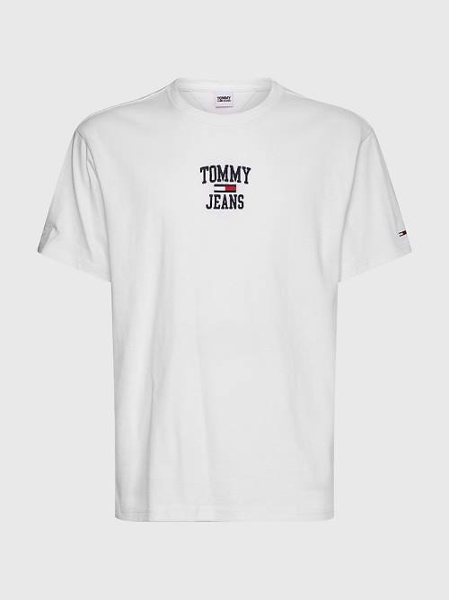 Tommy Hilfiger Organic Pamuklu Jersey Logo Tişört Erkek Beyaz | TH125NVT