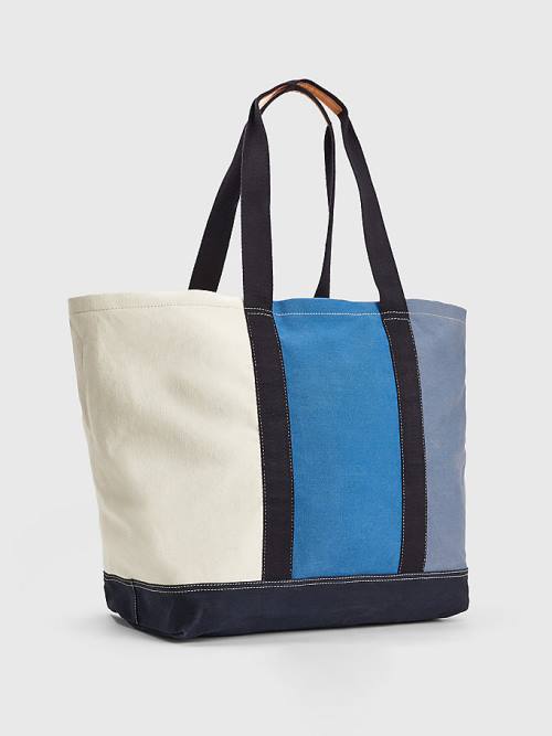 Tommy Hilfiger Organic Pamuklu Kanvas Tote Çanta Erkek Mavi | TH921SDG