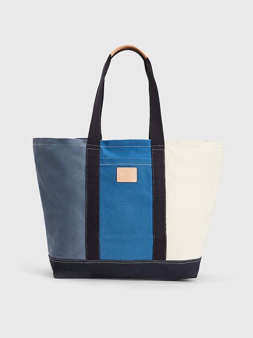 Tommy Hilfiger Organic Pamuklu Kanvas Tote Çanta Erkek Mavi | TH921SDG