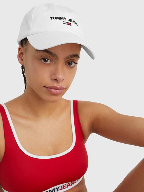 Tommy Hilfiger Organic Pamuklu Logo Embroidery Cap Şapka Kadın Beyaz | TH569JXI