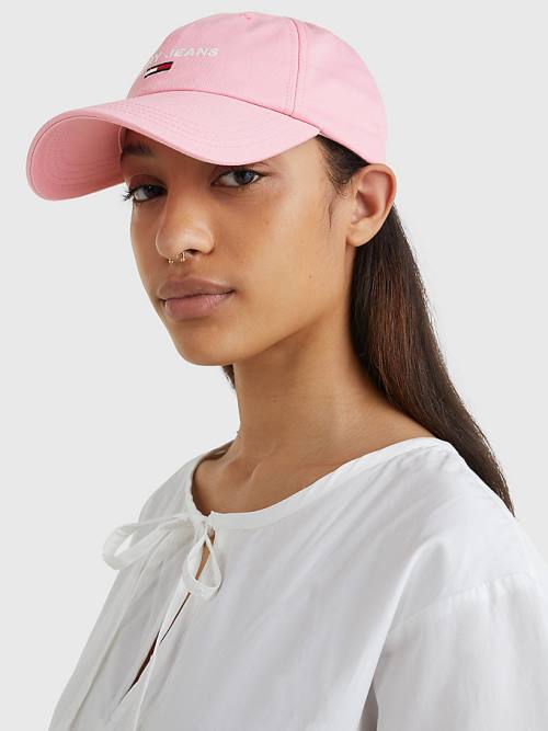 Tommy Hilfiger Organic Pamuklu Logo Embroidery Cap Şapka Kadın Pembe | TH951KRJ