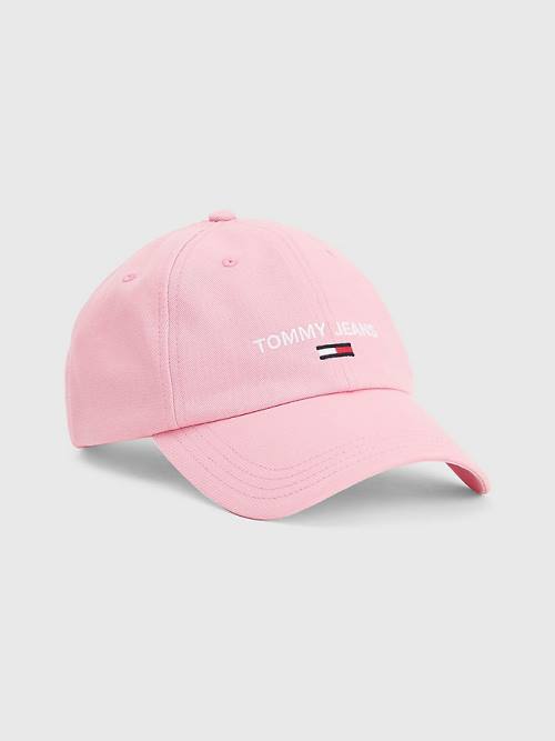 Tommy Hilfiger Organic Pamuklu Logo Embroidery Cap Şapka Kadın Pembe | TH951KRJ