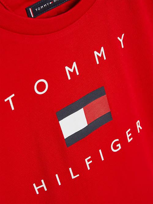 Tommy Hilfiger Organic Pamuklu Logo Tişört Erkek Çocuk Kırmızı | TH140PYE