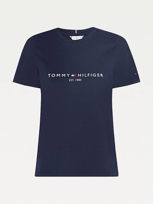 Tommy Hilfiger Organic Pamuklu Logo Tişört Kadın Mavi | TH186EVN