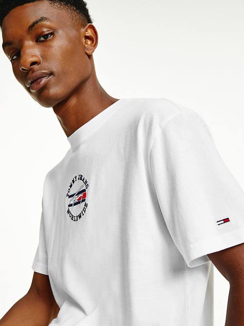 Tommy Hilfiger Organic Pamuklu Logo Tişört Erkek Beyaz | TH243QSR