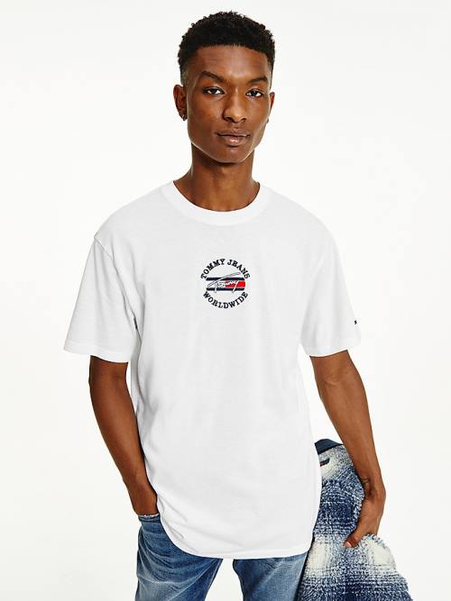 Tommy Hilfiger Organic Pamuklu Logo Tişört Erkek Beyaz | TH243QSR