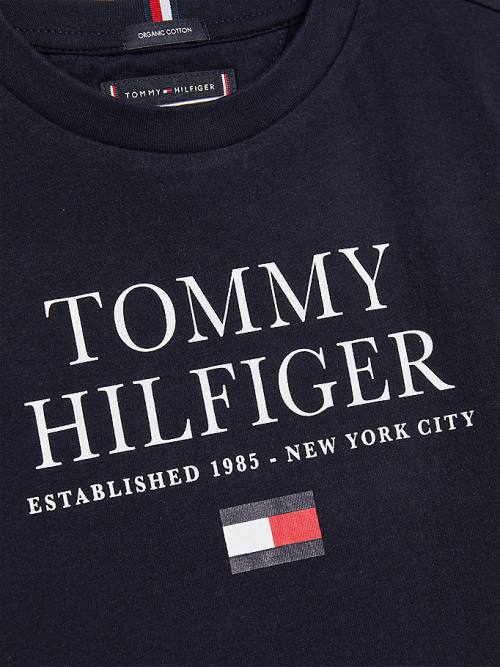 Tommy Hilfiger Organic Pamuklu Logo Tişört Erkek Çocuk Mavi | TH285CLO