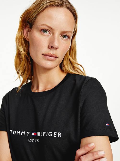 Tommy Hilfiger Organic Pamuklu Logo Tişört Kadın Siyah | TH296EIV