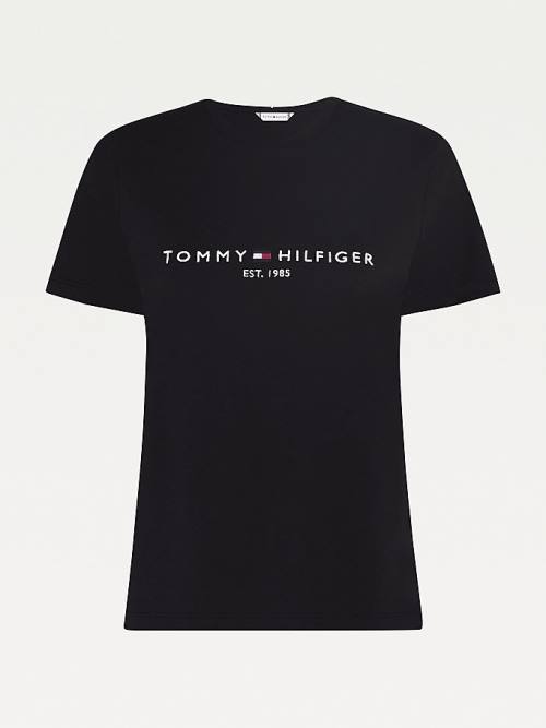 Tommy Hilfiger Organic Pamuklu Logo Tişört Kadın Siyah | TH296EIV