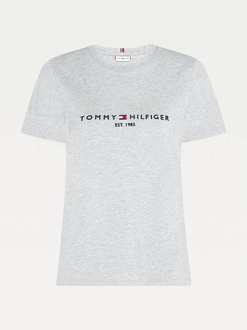 Tommy Hilfiger Organic Pamuklu Logo Tişört Kadın Gri | TH326UMD