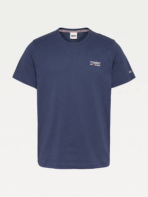 Tommy Hilfiger Organic Pamuklu Logo Tişört Erkek Mavi | TH532JLS