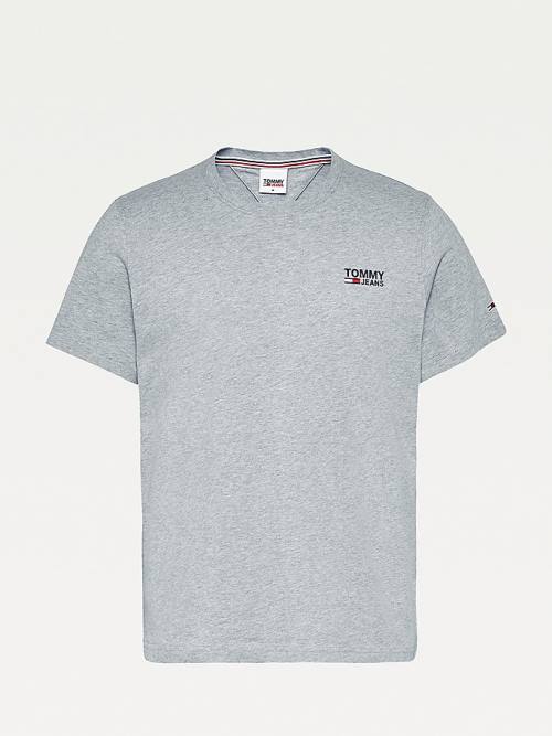 Tommy Hilfiger Organic Pamuklu Logo Tişört Erkek Gri | TH541TEO