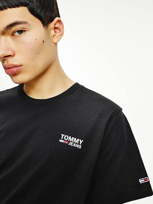 Tommy Hilfiger Organic Pamuklu Logo Tişört Erkek Siyah | TH564UVX