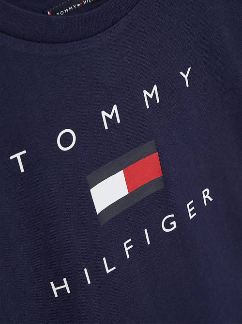 Tommy Hilfiger Organic Pamuklu Logo Tişört Erkek Çocuk Mavi | TH569SFE