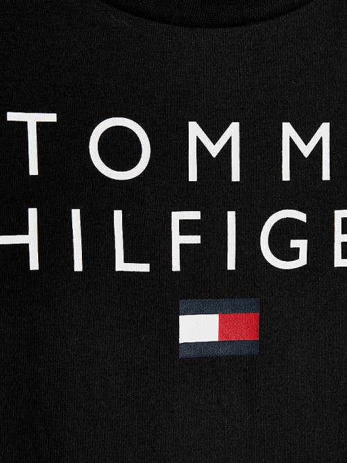 Tommy Hilfiger Organic Pamuklu Logo Tişört Erkek Çocuk Siyah | TH642YGV