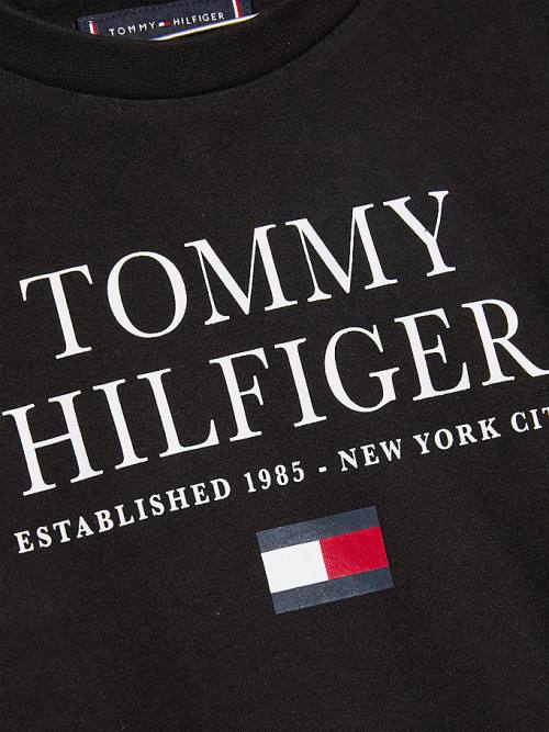 Tommy Hilfiger Organic Pamuklu Logo Tişört Erkek Çocuk Siyah | TH761DUK