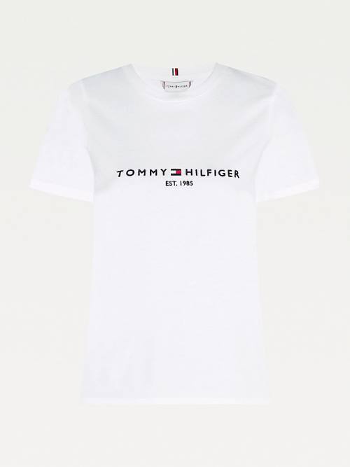 Tommy Hilfiger Organic Pamuklu Logo Tişört Kadın Beyaz | TH852GNF