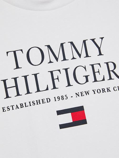 Tommy Hilfiger Organic Pamuklu Logo Tişört Erkek Çocuk Beyaz | TH905ZNU