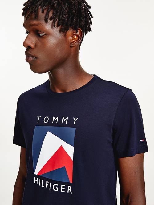 Tommy Hilfiger Organic Pamuklu Logo Tişört Erkek Mavi | TH962WJA