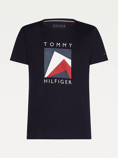 Tommy Hilfiger Organic Pamuklu Logo Tişört Erkek Mavi | TH962WJA