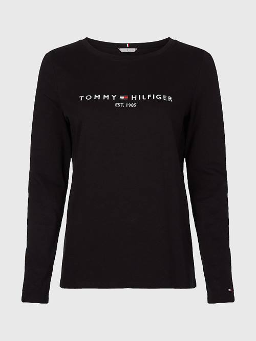 Tommy Hilfiger Organic Pamuklu Long Sleeve Tişört Kadın Siyah | TH084KRE