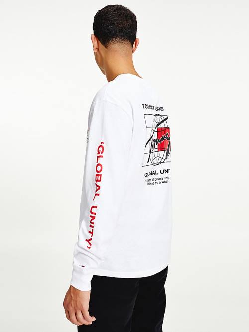 Tommy Hilfiger Organic Pamuklu Long Sleeve Tişört Erkek Beyaz | TH120KHD