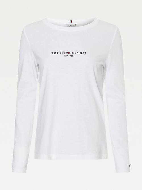 Tommy Hilfiger Organic Pamuklu Long Sleeve Tişört Kadın Beyaz | TH127MXN