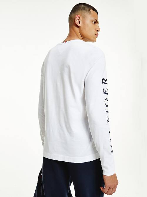 Tommy Hilfiger Organic Pamuklu Long Sleeve Tişört Erkek Beyaz | TH325FCW