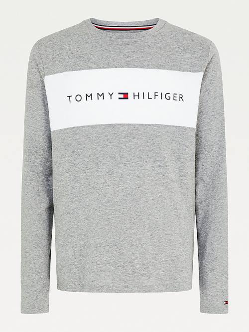 Tommy Hilfiger Organic Pamuklu Long Sleeve Pijama Erkek Gri | TH350DRC