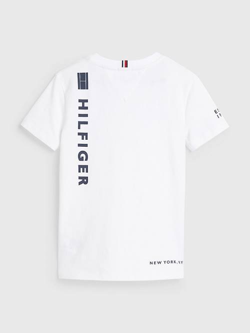 Tommy Hilfiger Organic Pamuklu Multi-Logo Tişört Erkek Çocuk Beyaz | TH091XWD