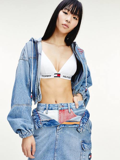 Tommy Hilfiger Organic Pamuklu Padded Triangle Bra İç Giyim Kadın Beyaz | TH309YZG