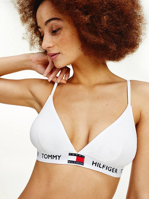 Tommy Hilfiger Organic Pamuklu Padded Triangle Bra İç Giyim Kadın Beyaz | TH309YZG