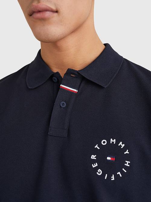 Tommy Hilfiger Organic Pamuklu Pique Regular Fit Polo Yaka Tişört Erkek Mavi | TH913IWS