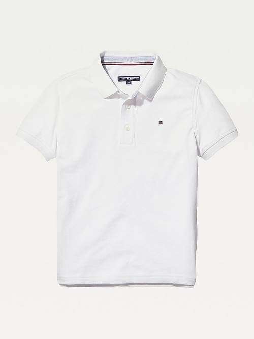 Tommy Hilfiger Organic Pamuklu Polo Shirt Tişört Erkek Çocuk Beyaz | TH190OCQ