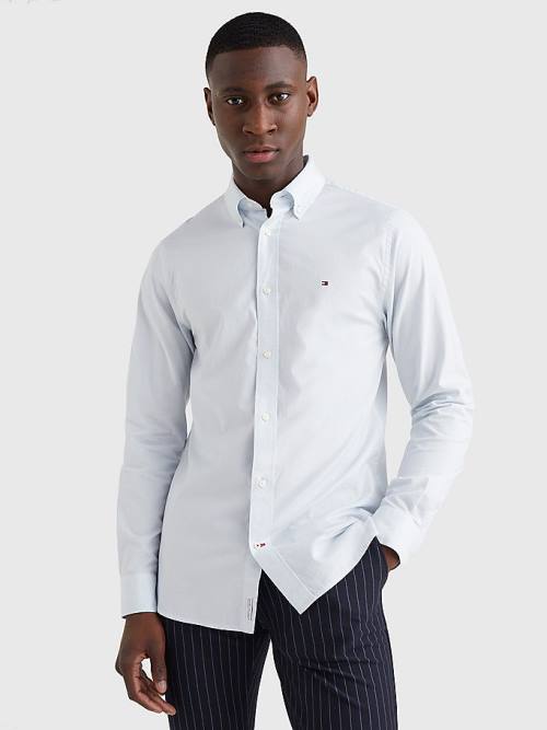 Tommy Hilfiger Organic Pamuklu Poplin Regular Fit Gömlek Erkek Mavi | TH278KNA