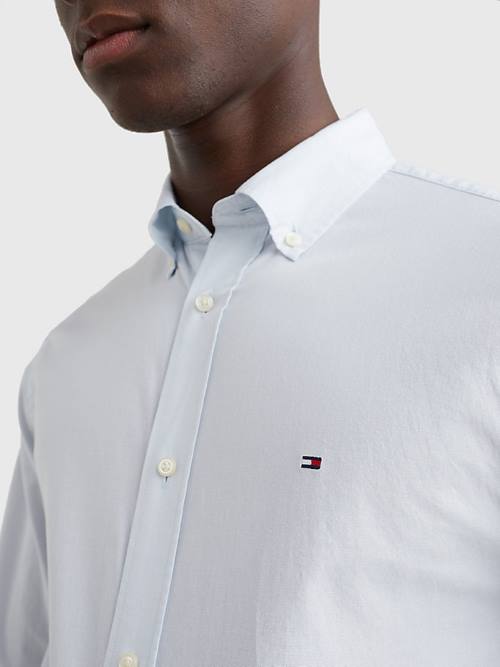 Tommy Hilfiger Organic Pamuklu Poplin Regular Fit Gömlek Erkek Mavi | TH278KNA