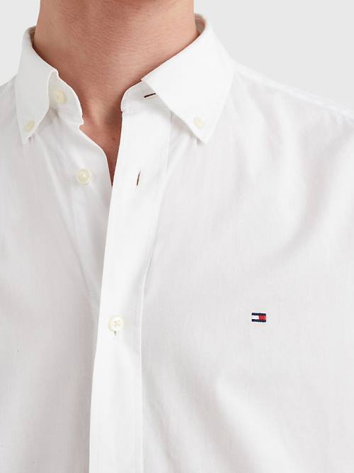 Tommy Hilfiger Organic Pamuklu Poplin Regular Fit Gömlek Erkek Beyaz | TH860HBZ