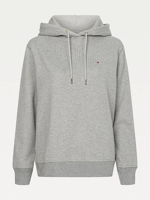 Tommy Hilfiger Organic Pamuklu Regular Fit Kapüşonlu Sweatshirt Kadın Gri | TH036VET