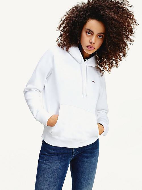 Tommy Hilfiger Organic Pamuklu Regular Fit Kapüşonlu Sweatshirt Kadın Beyaz | TH186FNG