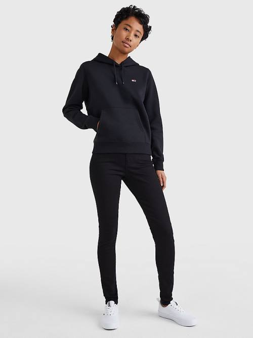 Tommy Hilfiger Organic Pamuklu Regular Fit Kapüşonlu Sweatshirt Kadın Siyah | TH269KEX