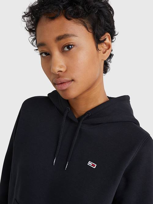 Tommy Hilfiger Organic Pamuklu Regular Fit Kapüşonlu Sweatshirt Kadın Siyah | TH269KEX