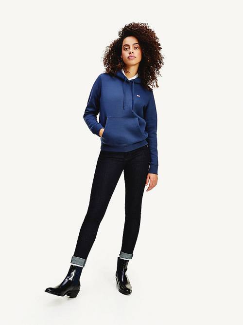 Tommy Hilfiger Organic Pamuklu Regular Fit Kapüşonlu Sweatshirt Kadın Mavi | TH481HKV