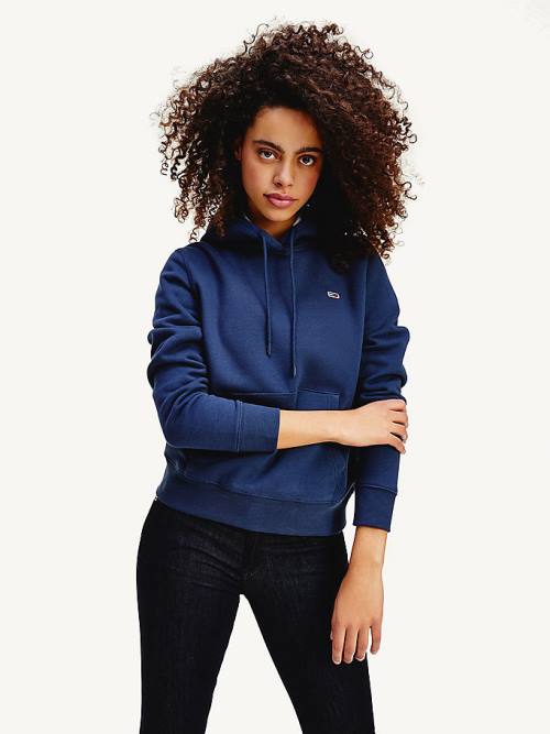 Tommy Hilfiger Organic Pamuklu Regular Fit Kapüşonlu Sweatshirt Kadın Mavi | TH481HKV