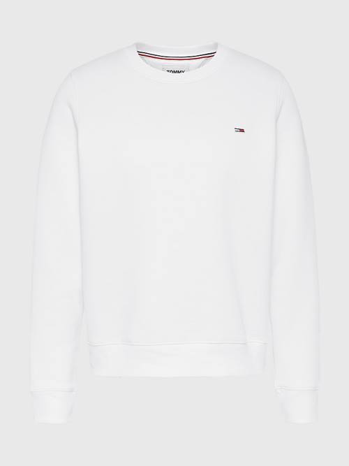 Tommy Hilfiger Organic Pamuklu Regular Fit Fleece Sweatshirt Kadın Beyaz | TH498ZSN