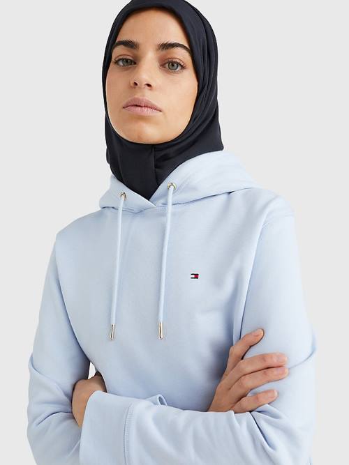 Tommy Hilfiger Organic Pamuklu Regular Fit Kapüşonlu Sweatshirt Kadın Mavi | TH630WOT