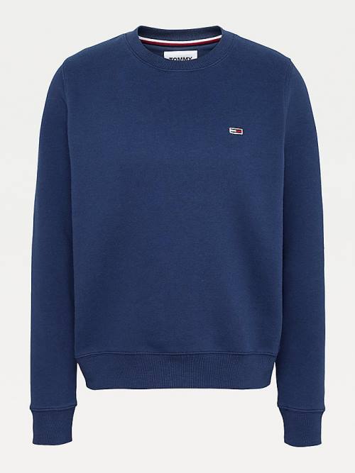 Tommy Hilfiger Organic Pamuklu Regular Fit Fleece Sweatshirt Kadın Mavi | TH635ITA