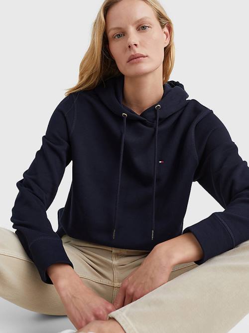 Tommy Hilfiger Organic Pamuklu Regular Fit Kapüşonlu Sweatshirt Kadın Mavi | TH826NLO